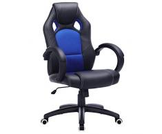 SONGMICS Sedia da Ufficio Girevole, Altezza Regolabile, Poltrona da Gaming, da Computer, con Meccanismo di Inclinazione, Nero e Blu OBG56L