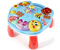 Anby families Tavolo Musicale Bambini,Giocattoli Musicali 6 Mesi 18+ Mesi,Musicali Tavolino Attivita con Suoni e Luce, Educativi Regalo per Neonati Bimbo Bambina Bambini 1 2 3 4 Anni