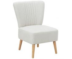 homcom Poltrona Imbottita per Soggiorno e Sala in Stile Nordico, Poltroncina da Camera in Tessuto e Gambe in Legno, Bianco