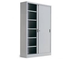 Armadio per archivio in metallo, 1 vano e 2 ante scorrevoli, Mis. 1200 L x 450 P x 250 H mm, serratura a cilindro con chiave