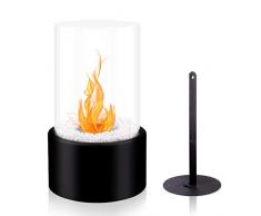 BRIAN & DANY Caminetto a Bioetanolo da Tavolo per Interni ed Esterni, 16.5 cm (ID) x 27cm (H), Nero