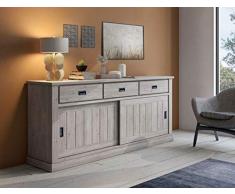 Dmora credenza a 2 Ante, Colore Marrone, cm 220 x 95 x 50, Stile Vintage, 220x95x50 cm