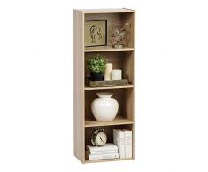 Iris Ohyama, Armadio con 4 ripiani/Contenitore in legno con ripiani/Libreria/Mobili laterali, Moderno e di design, Ufficio, Casa - Basic Storage Shelf - CX-4 - Marrone chiaro