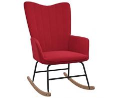 vidaXL Sedia a Dondolo Rosso Vino in Velluto