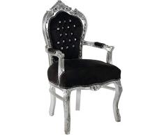 ITALUX MORE LIGHT Poltrona Barocco - Stile Luigi XIV° - Sedia in Mogano Argento e Velluto Nero
