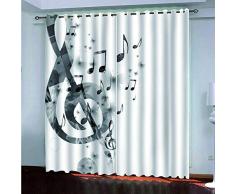 QLCUY Tende per La Camera Finestra Musica Bianca Tenda Oscurante Termica Isolante - della Finestra del Soggiorno Tenda Finestra con Occhielli,Set da 2 Pannelli(2*W140X250Cm).