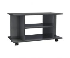 vidaXL Mobile TV con Ruote e Scomparti Aperti Robusto Elegante Armadietto Basso Multimediale Credenza Grigio Lucido 80x40x40 cm in Truciolato