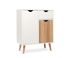Meerveil Mobiletto Cucina, Credenza, Madia Moderna con 2 Ante 1 cassetti Adatti per Soggiorno Cucina Corridoio 60 x 30 x 73cm