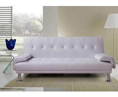 Bagno Italia Divano letto sofà 194x110x40 in ecopelle nero o bianco o microfibra beige o grigio reclinabile design moderno per sala soggiorno modello Sibilla I modern