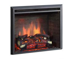 RICHEN camino elettrico Calida 26 | Caminetto elettrico a incasso | Effetto fiamma 3D | Riscaldamento elettrico 2000W, crepitio | Focolare da inserto con telecomando, timer, termostato | Nero