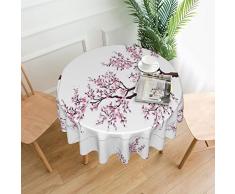 DMORJ Tovaglia rotonda con stampa di alberi di ciliegio: tovaglia rotonda in poliestere lavabile, perfetta per tavoli da buffet, feste, picnic e pranzi da 152 cm