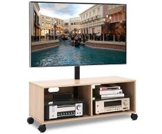 RFIVER Mobile TV con Ruote da Pavimento Mobiletti da Soggiorno Girevole Porta TV Stand per Schermi 32 a 65 pollici Armadio Moderno Legno di quercia TW5001