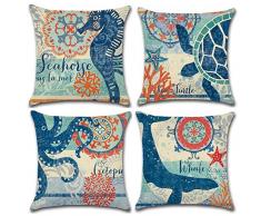 Gspirit federe Acquario 4 Pack Cuscini per divani Decorativo Cotone Biancheria copricuscini Divano Caso Federa per Cuscino 45x45 cm (1)