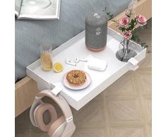 Ronlap Comodino Pieghevole Scaffale Letto a Castello Scaffale per Bambini Comodino Appeso Mini Comodino a Clip con Ganci Portabicchieri 24,5 x 37,5 cm Bianco