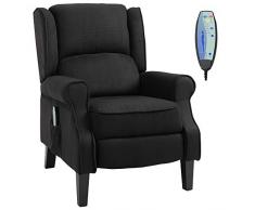 homcom Poltrona Massaggiante Relax Reclinabile Funzione Riscaldante Telecomando 78 × 83 × 101cm Nero