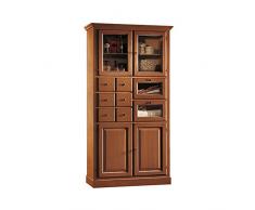 InHouse srls Mobiletto da dispensa, Arte povera, in Legno massello e MDF con rifinitura in Noce Lucido - Mis. 107 x 45 x 203