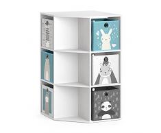 Vicco Scaffale per bambini Scaffale angolare portagiochi Luigi Bianco con panca Scatola pieghevole Comico