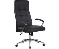 Poltrona Ufficio con Braccioli Fynn in Similpelle O Stoffa I Sedia Studio Direzionale Regolabile Telaio in Metallo Cromato, Colore:Nero, Materiale:Ecopelle