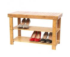 Songmics Scarpiera Porta Scarpe Scaffale Sgabello di Legno Bambù 70 x 28 x 45cm LBS04N
