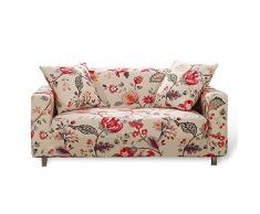HOTNIU Copridivano Elasticizzato 1/2/3/4 Posti Fodere Copridivani Universale Antiscivolo Fodera per Divano Elastico con Stampa di Fiori (Tre Posti, Pattern #QAN)