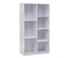 WOLTU Libreria Bianca con 7 Scomparti a Giorno, Scaffale Moderno in Legno, Mobile Porta Libri Portaoggetti, Salvaspazio, per Ufficio, Studio, Salotto 59,5x29,5x108cm, SK004ws
