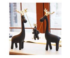 LXRZLS Decorazioni di Cervi in ​​Resina Credenza di Vino Salotto Mobile TV Decorazione in Resina Artigianato Regali di Nozze (Color : Black3)