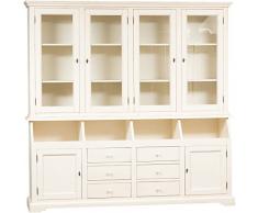 Biscottini Libreria Country in Legno massello di Tiglio Finitura Bianca Anticata 230x50x226 cm