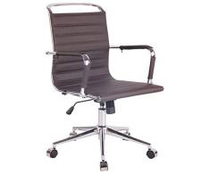 CLP Sedia Ufficio Barton con Braccioli in Similpelle O Vera Pelle I Poltrona Studio Ergonomica con Ruote I Sedia Pc, Colore:Marrone, Materiale:Ecopelle