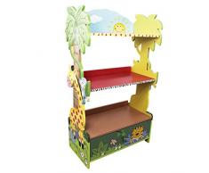 Libreria per Bambini Scaffale Legno Cassapanca Sunny Safari FantasyFields W-8268A