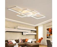 ANZHUANG Plafoniera LED Soffitto Moderna, Plafoniera LED Soffitto Moderna Grande Con Telecomando, Applica A Decorativa Soggiorno Camera Da Letto Cucina E Ufficio,Bianca, 140 * 80CM/115W