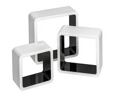 TecTake Set di mensole muro mensola libreria libri cubo pensile scaffale CD - disponibile in diversi colori - (Nero-Bianco | No. 401591)