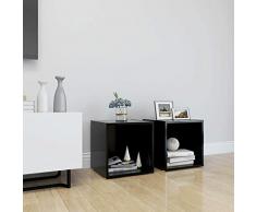Susany Mobile TV 2 pz Nero, Tavolino Porta TV | Mobile Porta TV Moderno | Armadietto TV | Mobile TV con Ripiani Aperti | Armadio per Libri CD 37x35x37 cm in Truciolato