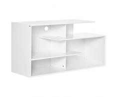 homcom Mobile Porta TV da 32-55 con Ripiani Aperti in MDF, Mobiletto TV per Salotto e Soggiorno, 120x40x60cm, Bianco