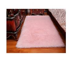 DQMEN Faux Pelliccia di Agnello di Pecora Tappeto,Pelliccia Sintetica Tappeto Vello di Pecora (Rosa, 75 X 120cm)