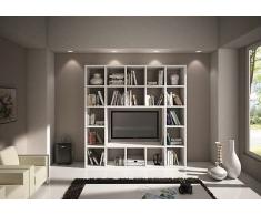 LIBRERIA PARETE MODERNO SOGGIORNO PORTA TV LEGNO BIANCO FRASSINATO COMPONIBILE