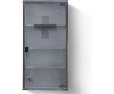 NOVA Armadietto per Farmaci con 4 Ripiani Porta di Vetro con 2 Chiavi, 30x60x12cm, Acciaio, da Bagno - Armadietto Pensile Medicinali, Armadio Pronto Soccorso