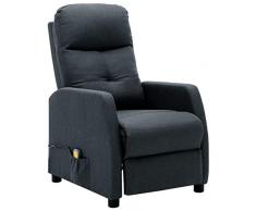 Tidyard Poltrona da Massaggio Massaggiante Relax Reclinabile a Spinta da TV per Anziani in Tessuto Grigio con Poggiapiedi,Poltrona Massaggio Relax Reclinabile,Poltrona da TV,Poltrona per Anziani