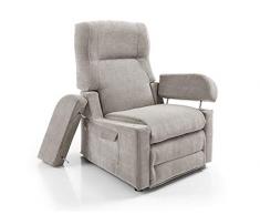 Orthomatic® - Poltrona Relax 2 Motori Elevabile Modello Venezia Motorizzata, Memory-Foam, Anti-decubito, LettoRelax180°, Braccioli Estraibili, Tessuto Anti-Macchia IVA 4% (Grigio)