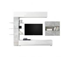 iperbriko Parete attrezzata da Soggiorno Bianco e Cemento L.295xP30xh.187 cm