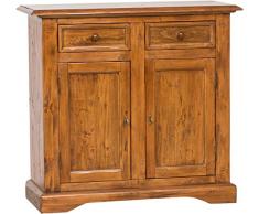Biscottini Credenza Country in Legno massello di Tiglio Finitura Noce 110x45x103 cm