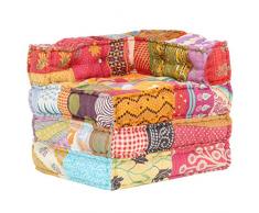 vidaXL Pouf Modulare Poltrona Imbottita Poltroncina Divanetto Singolo Sedia Poggiapiedi Arredo per Salotto Arredamento in Tessuto Patchwork
