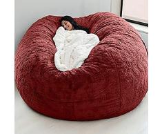 JLVAWIN Poltrona a sacco ultra morbida, extra large, per bambini e adulti, per organizzare giocattoli di peluche (senza riempimento), vino rosso, 135 x 65 cm