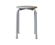 BYCSD Impilabile Rotonda Steel Pipe da Pranzo Sgabello Panchina Orto Domestico All'aperto, 43,5 X 29 X 29 Cm , Bianco, Pack-2