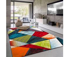 Paco Home Tappeto Salotto Moderno Pelo Corto Moderno Motivo Geometrico 3D, Dimensione:120x170 cm, Colore:Multicolore 5