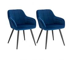 WOLTU Sedie da Cucina con Schienale Braccioli Poltroncina per Soggiorno Gambe in Metallo 2 Pezzi