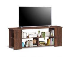 COSTWAY Mobile Porta TV con 3 Livelli Ripiani Aperti, per TV fino a 50 Pollici, Mobile TV di Legno per Salone, Camera da letto, Corridoio, Facile da Montare, 110 x 29 x 41 cm (Marrone)