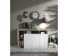 Web Convenienza Madia con Ante Moderna Bianca Lucida Made in Italy - Collezione Hamburg per Soggiorno e Sala da Pranzo (3 Ante, Pero)