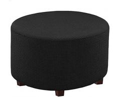 C/N Copri Pouf Rotondo Elasticizzato Fodera per ottomana Copertura ottomana Rivestimento ottomano Pouf Rotondo Copertura per poggiapiedi Nero
