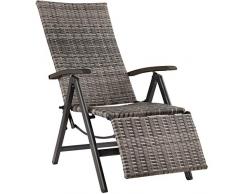 TecTake 800720 Poltrona Relax con Poggiapiedi, Sedia da Giardino, Braccioli e Schienale Regolabile, 76 x 57,5 x 113 cm - Disponibile in Diversi Colori (Grigio | No. 403217)