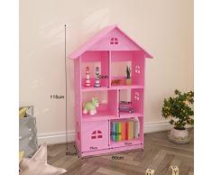 Bookshelf YNN Creativity Shelf Childrens Room Scaffale da scaffale con Base a Terra Verde Rosa Bianco (Colore : Rosa, Dimensioni : 80 * 30 * 112cm)